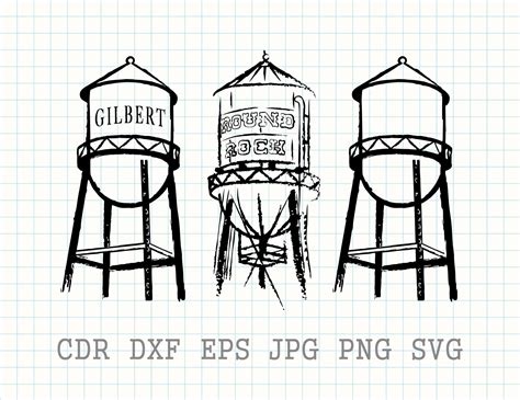 Water Tower Svg Cutting Files Gilbert Water Tower Printable Etsy