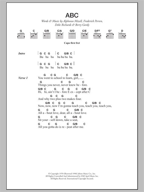 Abc By The Jackson 5 Guitar Chords Lyrics Guitar Instructor