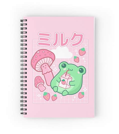 Cute Cottagecore Frog Strawberry Retro 90s Kawaii Aesthetic Y2k Japanese Pink Fungi Mushrooms