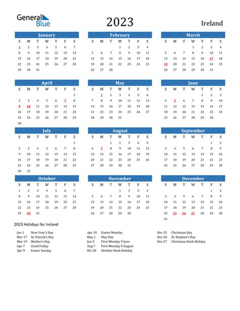 2021 Calendar Ireland Printable