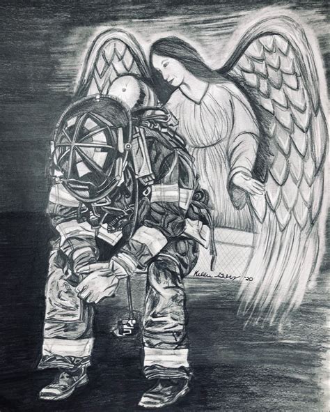 Firefighter Angel Portraitsbykellie Art Firefighter Humanoid Sketch