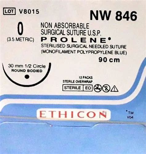 Ethicon Prolene Nw846 Polypropylene Sutures Packaging Type 12