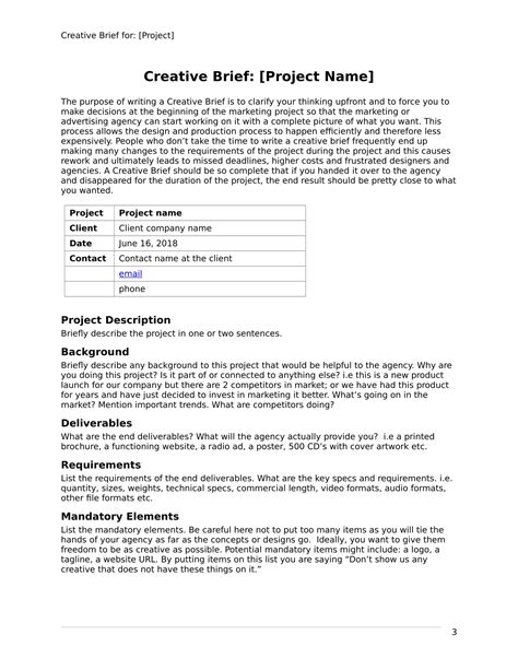 Project Brief Template Marketing