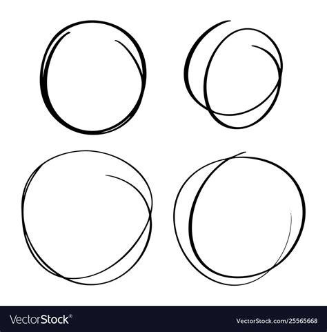 Hand Drawn Circle Line Sketch Set Circular Vector Image