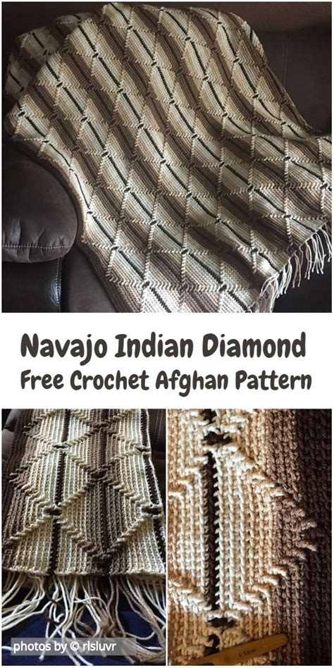 Navajo Indian Diamond Afghan With Free Pattern Crochet