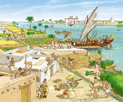 Ancient Egyptian Village On The Nile River By Marco Astracedi Ancient
