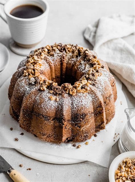 This Coffee Cake Is Deliciously Moist And Fluffy Topped With A Walnut