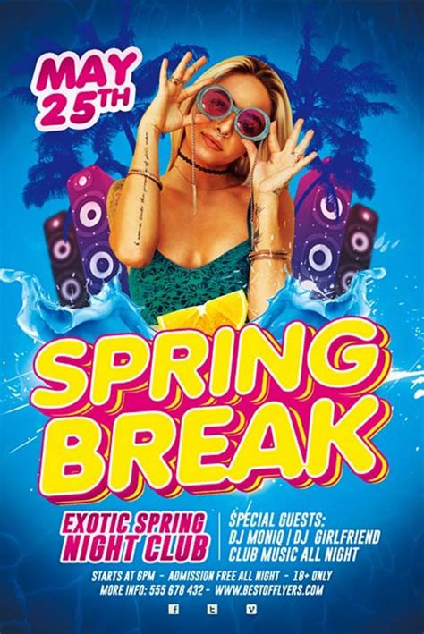 Free Spring Break Party Flyer Template Free Psd Download