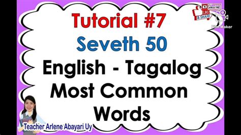 Tutorial 7 English Tagalog Most Common Words Basic Sight Words Youtube
