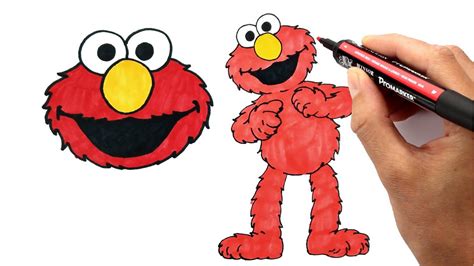 Sesame Street Elmo Drawing And Coloring How To Draw Elmo Youtube