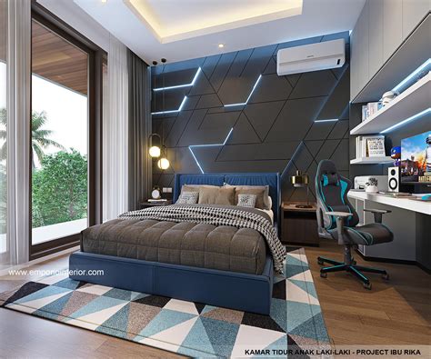 Desain Kamar Tidur Anak Laki-laki Rumah Modern 3.5 Lantai Ibu R.A di