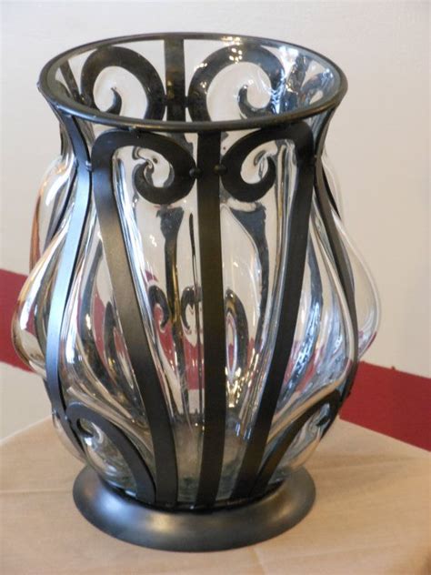 Wrought Iron And Blown Glass Vase Glass Blowing Vase Glass Vase