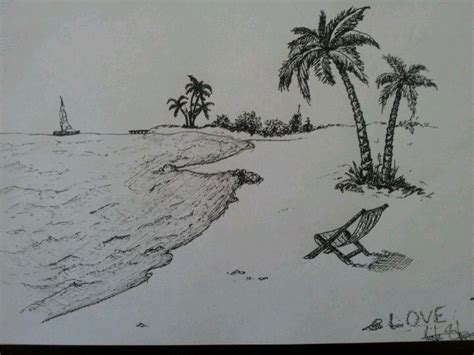 Pen Drawing Of A Beach Beach Drawing Bullet Journal Design Ideas