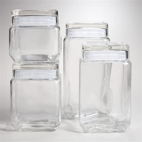 Stackable Square Glass Jars World Market For Organizing Pantry
