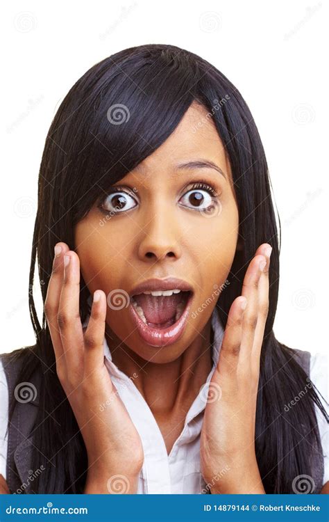 Shocked African Woman Stock Photo Image Of Frightened 14879144