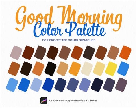 Good Morning Color Palette Sunrise Sunset Color Procreate Etsy