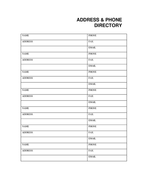 Telephone Directory Phone Directory Template