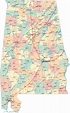 Detailed administrative map of Alabama state with roads and cities ...