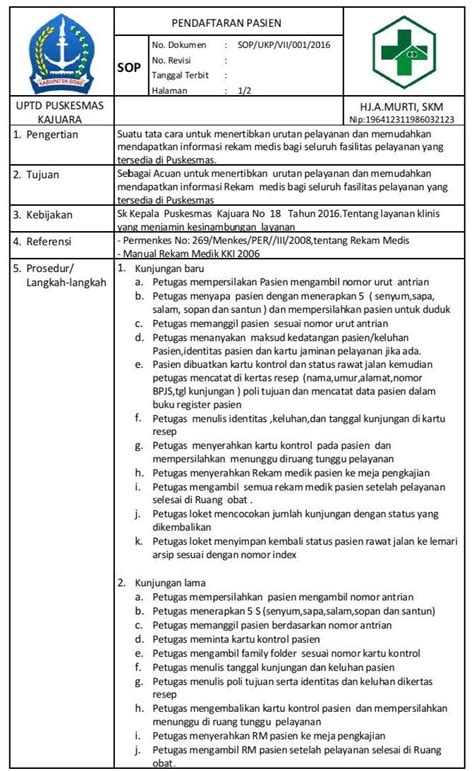 Kepatuhan pada SK SOP Akreditasi Puskesmas