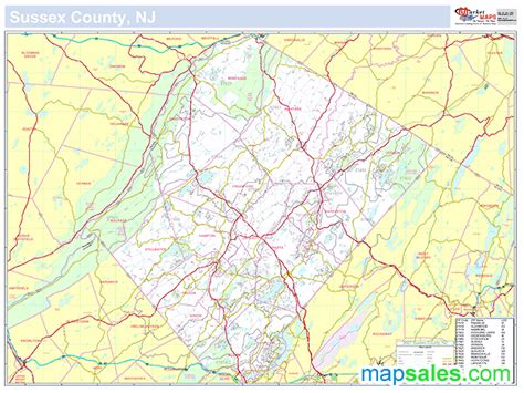 Sussex Nj County Wall Map By Marketmaps Mapsales