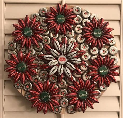 Large Circular Flowers Christmas Etsy Canada Bottle Cap Crafts