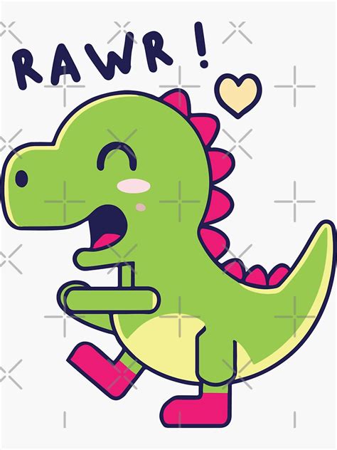 What Does Rawr Mean In Dinosaur Cute Dinosaur Birthday Sticker For Sale By Kawaiibombshop