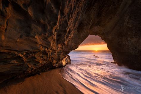View Of Ocean From Inside Beach Cave Hd Wallpaper