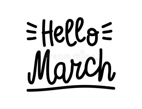 Hand Drawn Lettering Hello March On White Background Vector