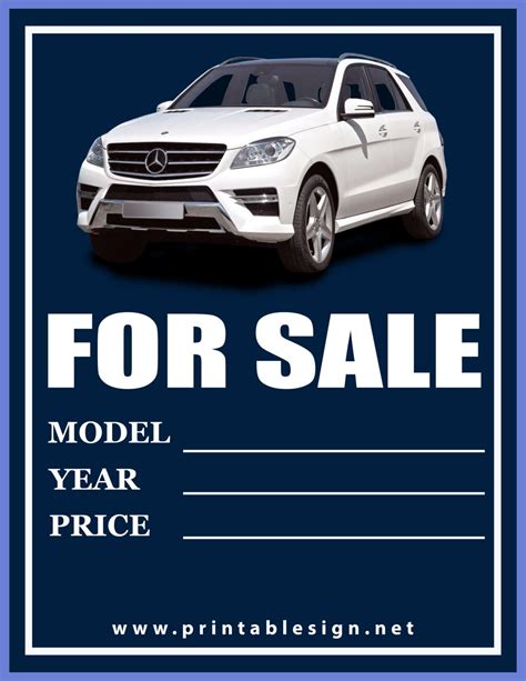 Car For Sale Printable Sign Pack Printable Signs