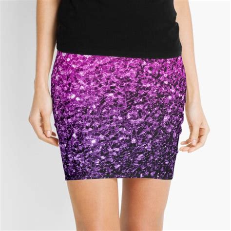 Purple Pink Ombre Faux Glitter Sparkles Mini Skirt For Sale By
