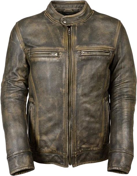 Giacca Cafe Racer Vintage Moto Retro Giacca In Pelle Distressed Amazon