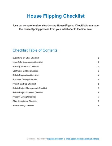 Download House Flipping Checklist