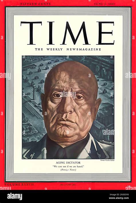 Time Magazine 1941 Benito Mussolini American Magazine Cover During