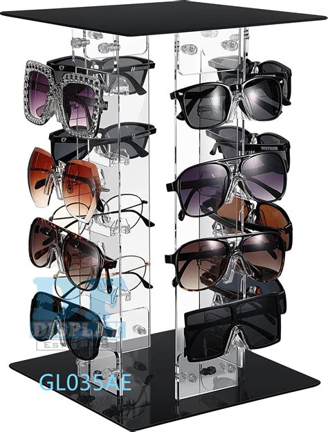 Acrylic Rotating Sunglass Display With 360 Swivel Eyewear Displays Commercial Countertop