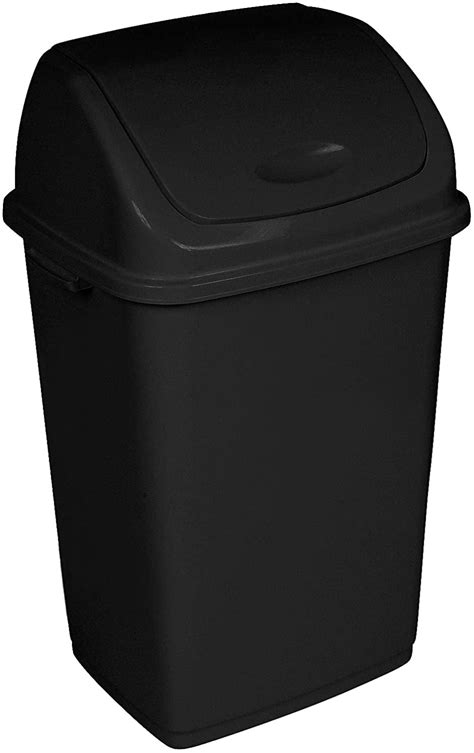 Superio Large Swing Top Trash Can 13 Gallon Black