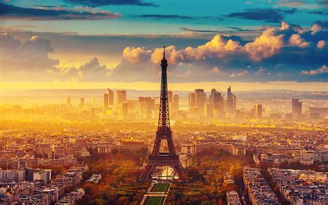 Hd Wallpaper France Paris The Eiffel Tower Autumn Sky Clouds