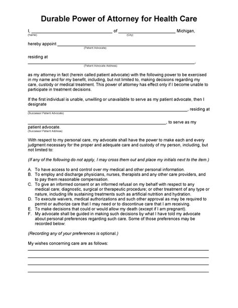 50 Free Power Of Attorney Forms And Templates Durable Medicalgeneral