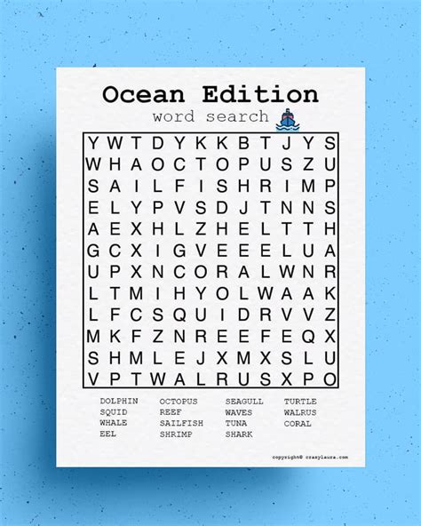 Free Ocean Word Search Printable Game Sheets Crazy Laura