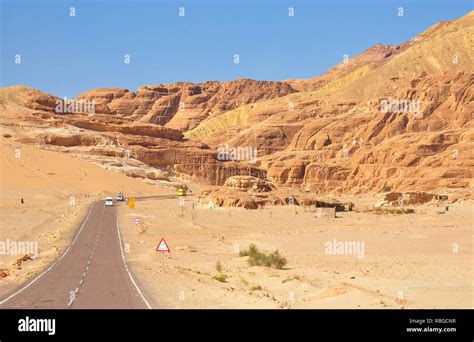 Desert Road And Desert Landscape Stock Photo Alamy