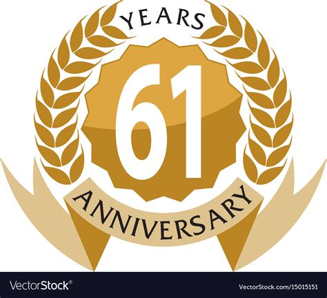 61 Years Ribbon Anniversary Royalty Free Vector Image