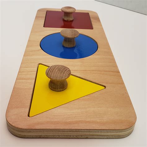 3 Shapes Puzzle - Montessori Wooden Infants Geometric Shapes Puzzle