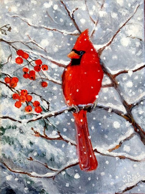 Cardinal Red Cardinal Print Cardinal In Snow Red Bird Bird Art