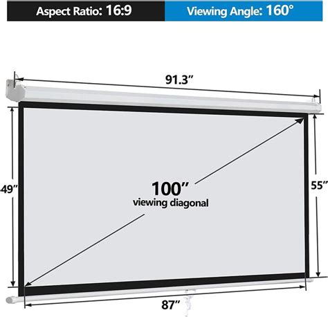 100 Inch Projector Screen Dimensions With Drawings