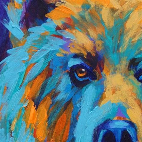 Grizzly Bear Painting In Bright Colors By Theresa Paden Art Painting