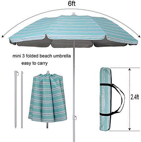 Ammsun 2017 6ft Folded Beach Umbrella With Tilt Portable