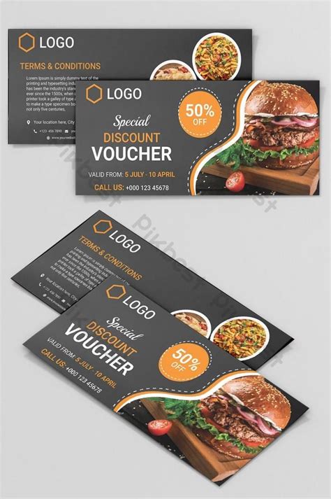 Black Background Restaurant Coupon Card Template Design Ai Free