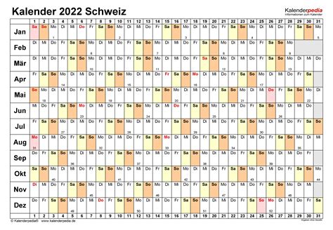Kalenderwochen 2022 Schweiz Excel Pdf Muster Vorlage Ch Mobile Legends