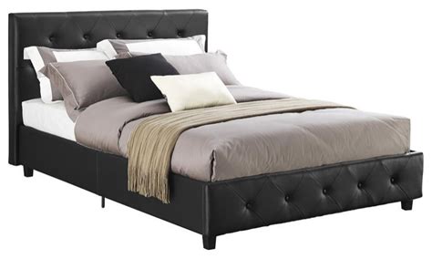 Dhp Dakota Faux Leather Upholstered Queen Platform Bed In Black