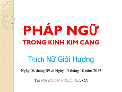 PPT PHÁP NGỮ TRONG KINH KIM CANG T hích Nữ Giới Hương PowerPoint Presentation ID