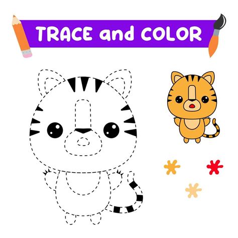 Trace And Color The Animal A Training Sheet For Preschool Children